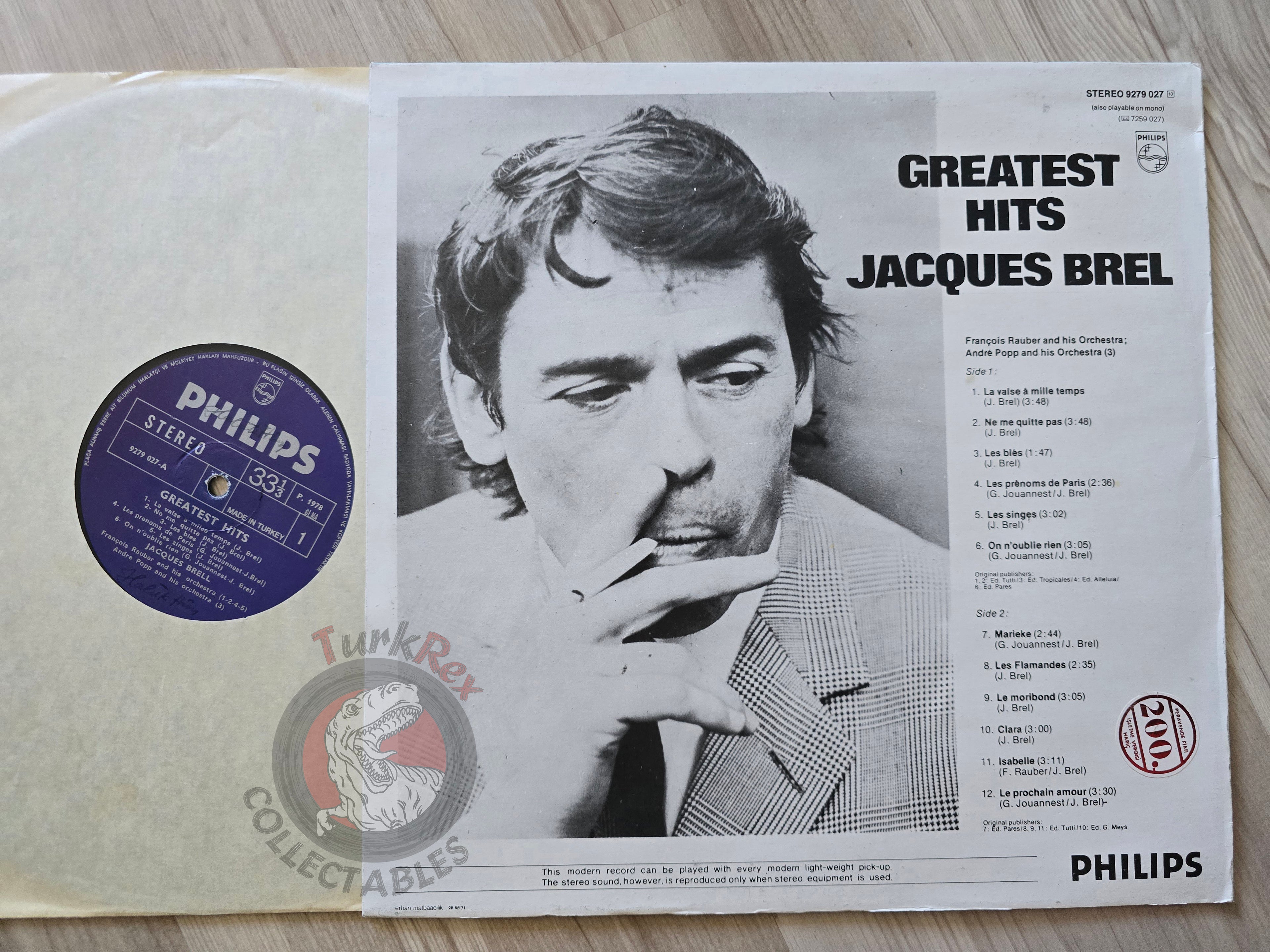Jacques Brel – Greatest Hits Turkish Pressing Vinyl Turkey Edition