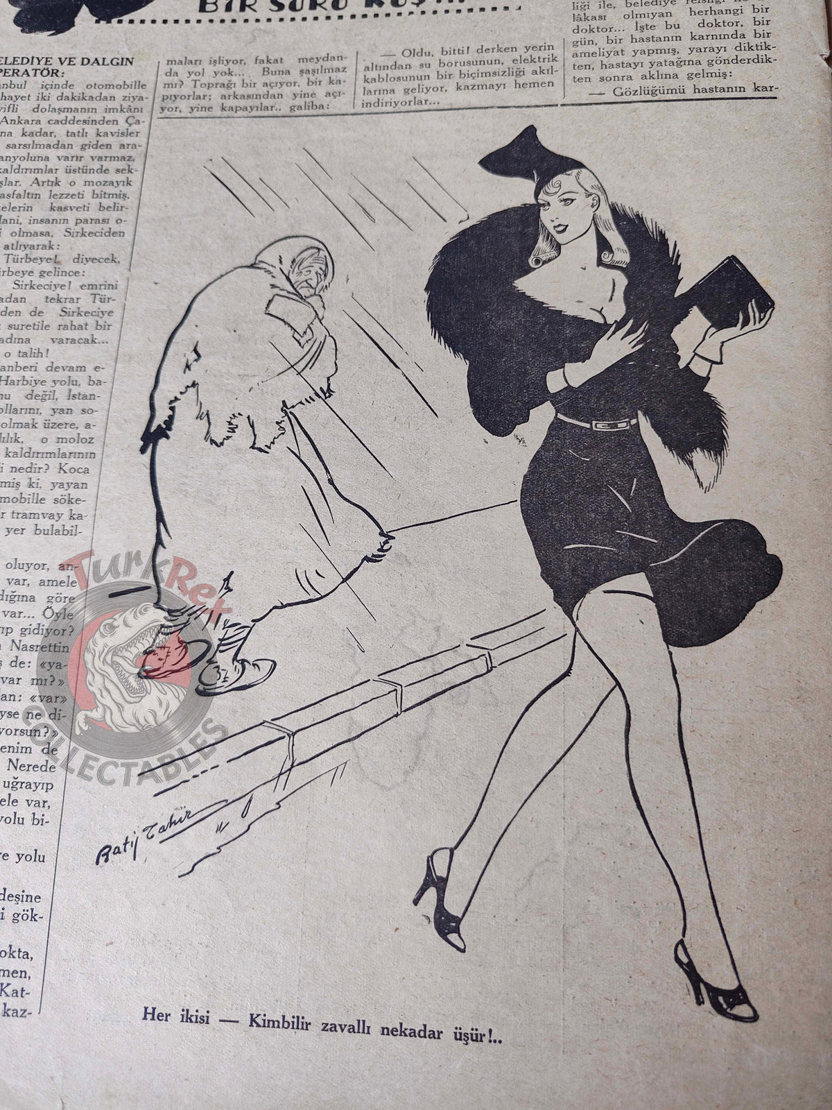 Karikatür 1940 Humor Magazine Turkish Turkey Mussolini Italy WW2 era War