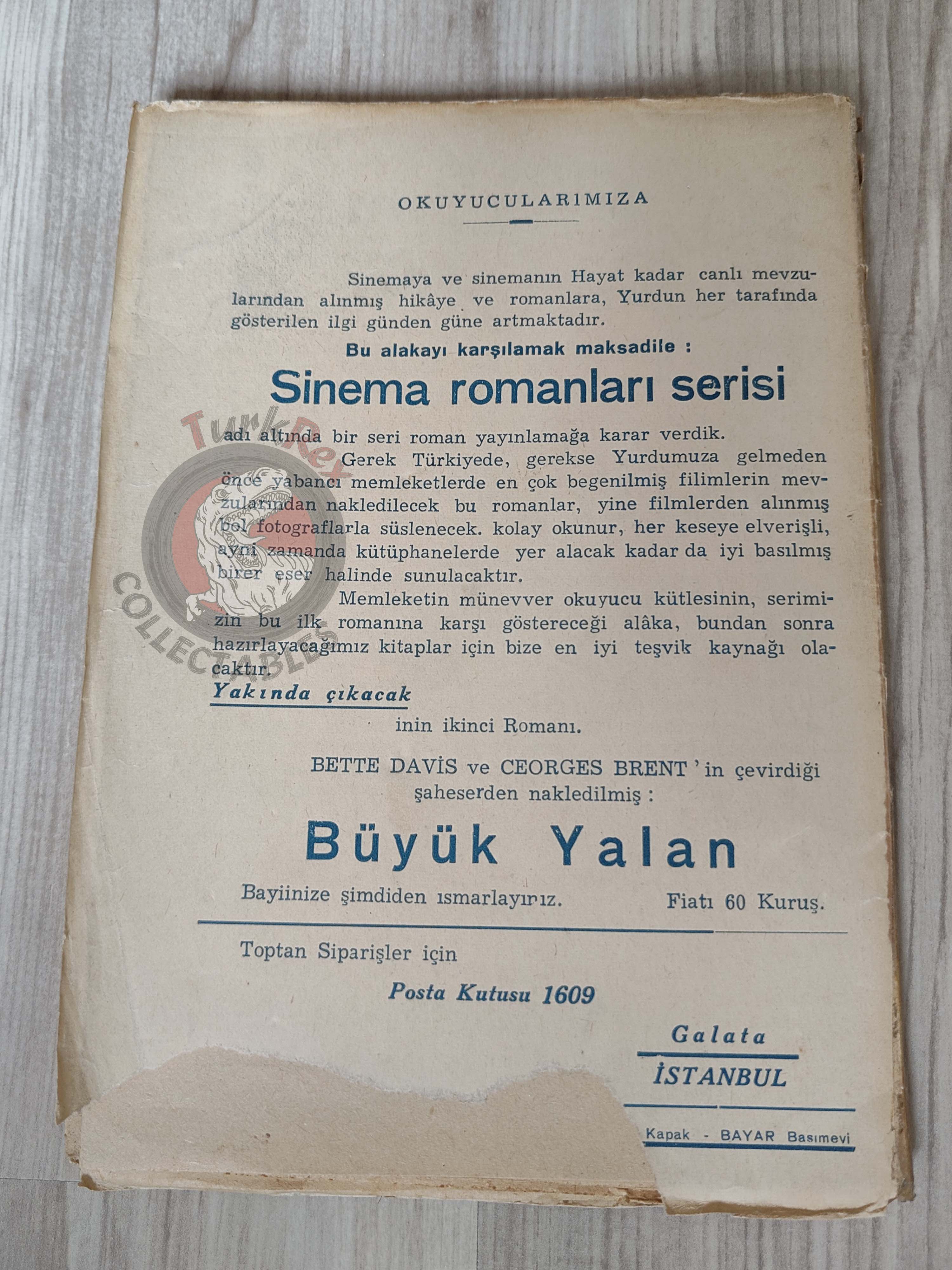 Lady Eleanor Smith – The Wicked Lady 1940s 1st Turkish Book Turkey Movie