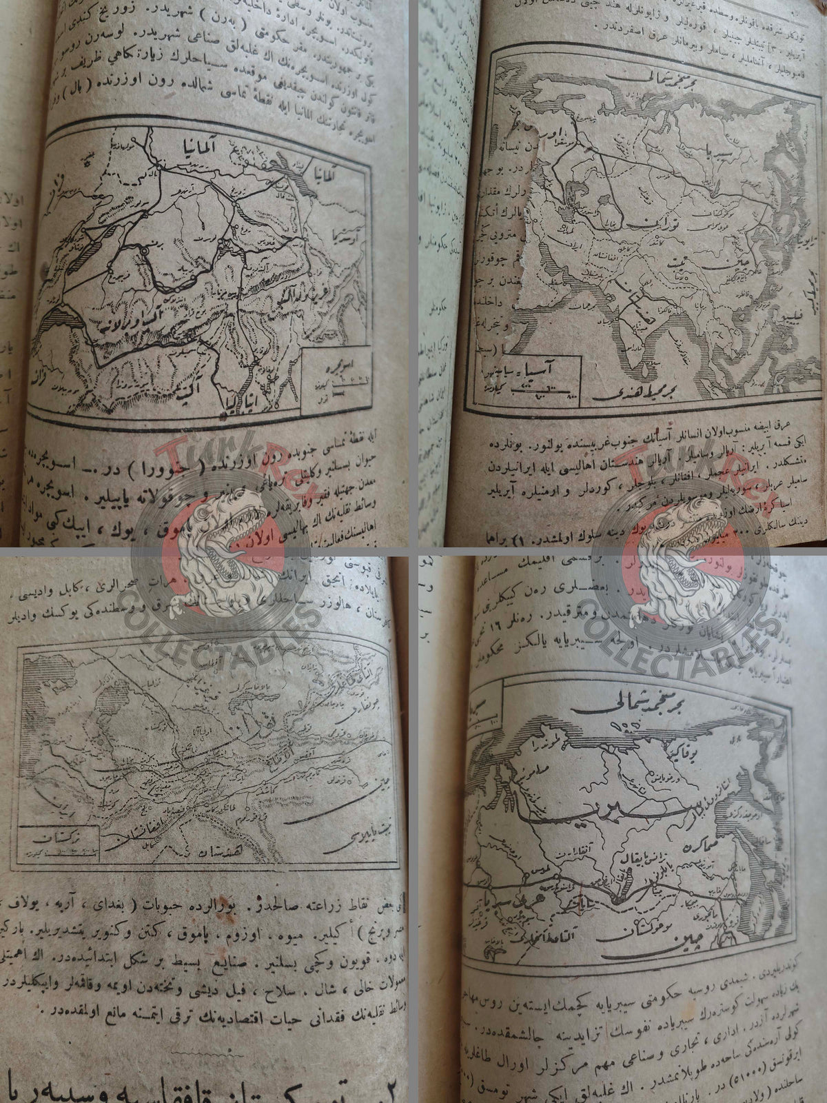 Faik Sabri – Geography and Math Lessons Ottoman Textbook 1916 Empire with many Maps Europe Asia