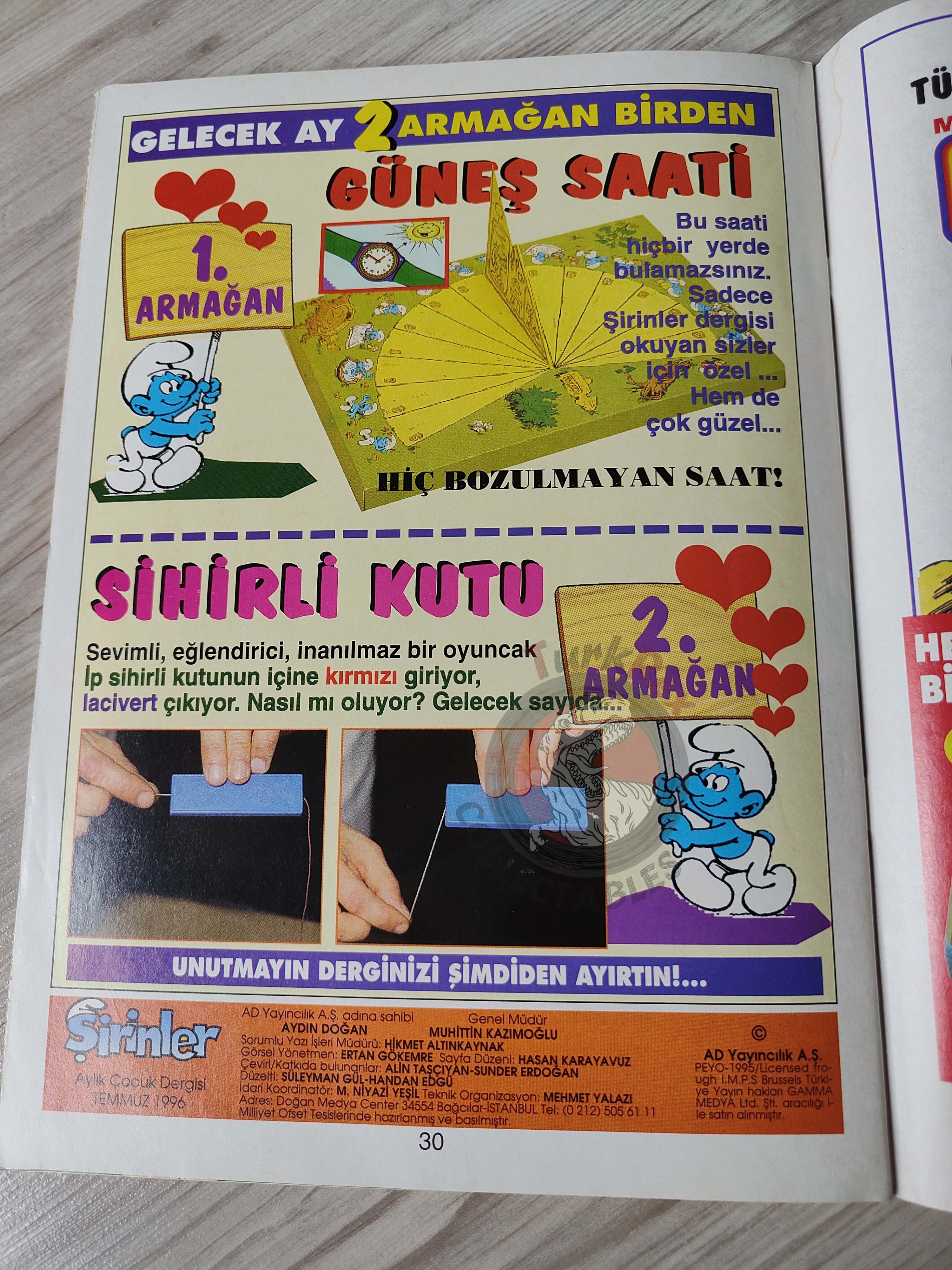 The Smurfs #18 1996 Turkish Comic Magazine Turkey Schtroumpf Pierrot et la lampe
