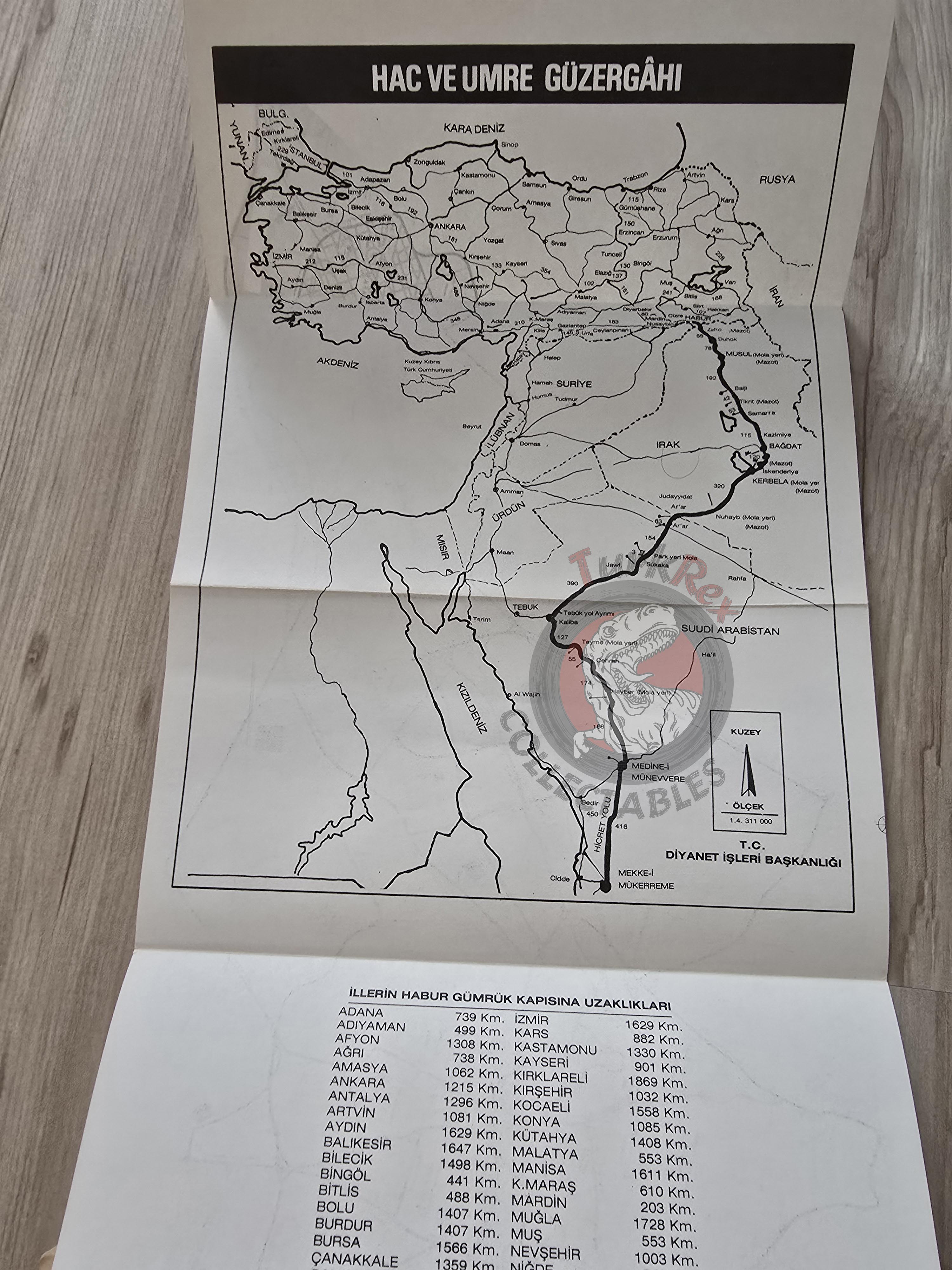 Hajj Guide 1988 Turkish Pilgrimage Handbook with Saudi Arabia Map Mecca Kaaba Medina
