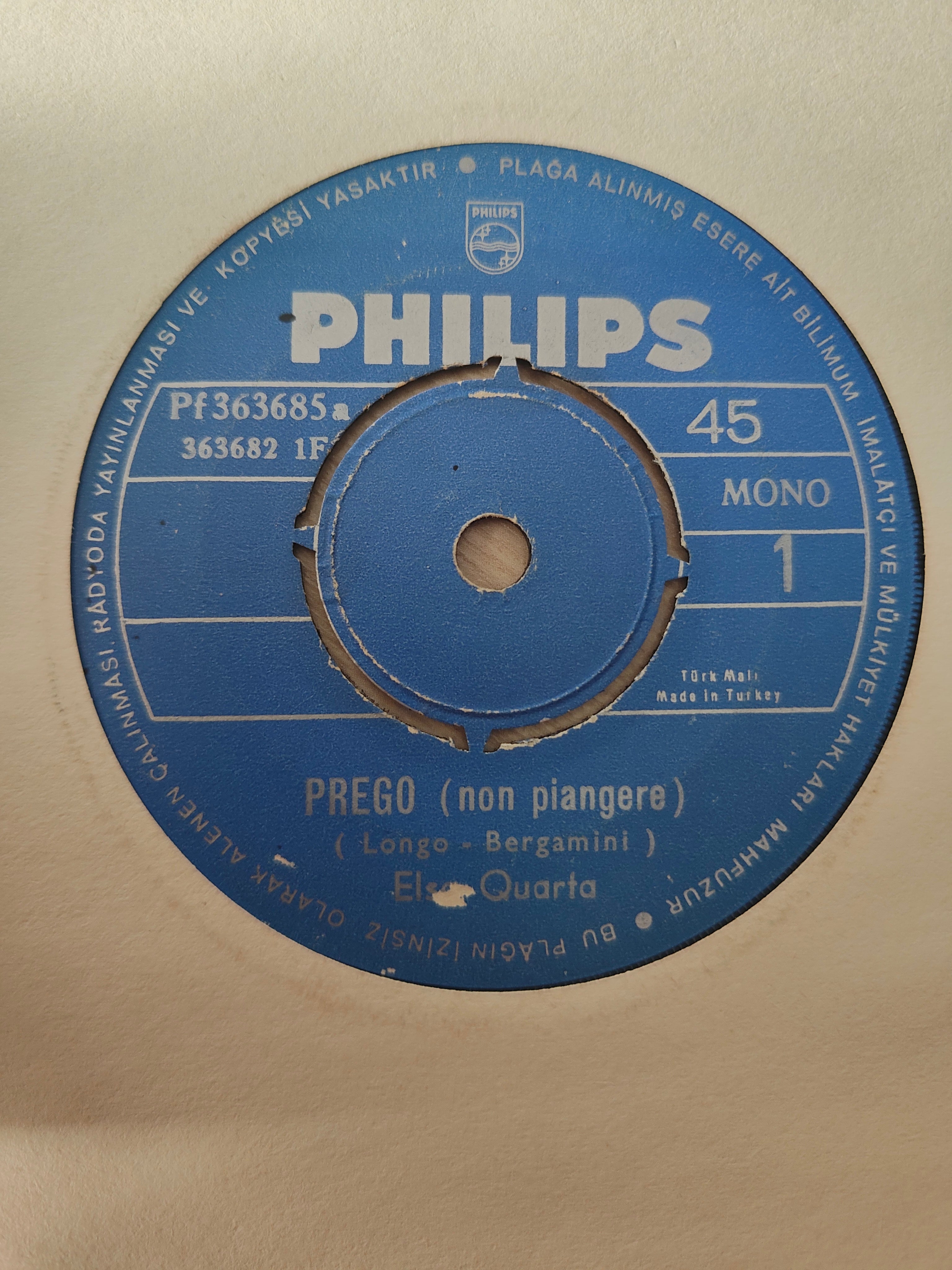 Elsa Quarta – Prego (Non Piangere) 7" Turkish Pressing Vinyl Turkey Edition