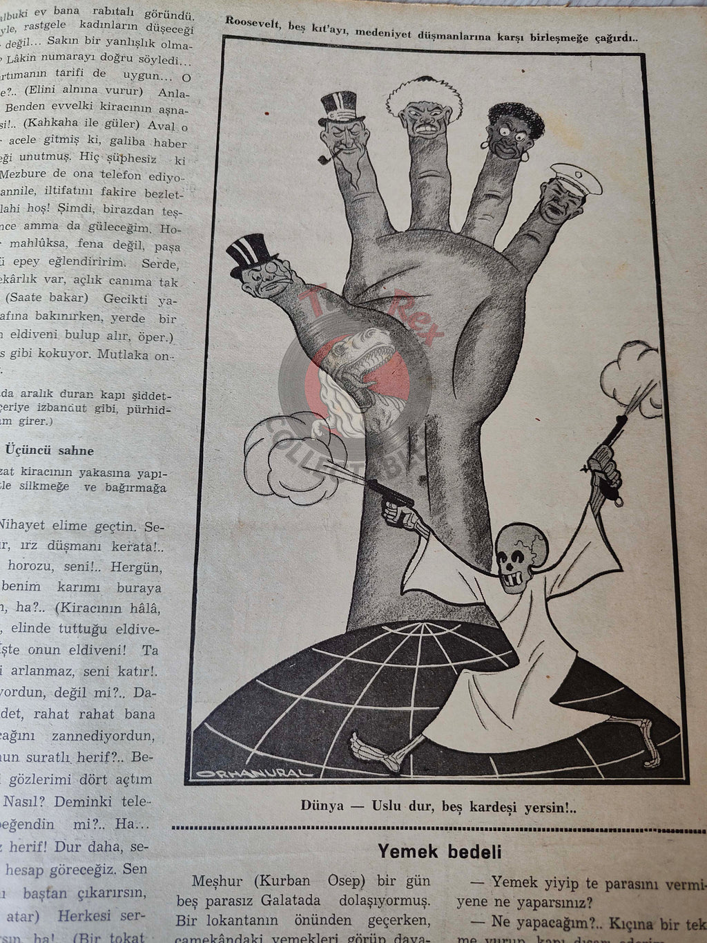 Akbaba 1937 Humor Magazine Turkish Turkey Pirate in the Mediterranean War WW2 era Westinghouse Bayer