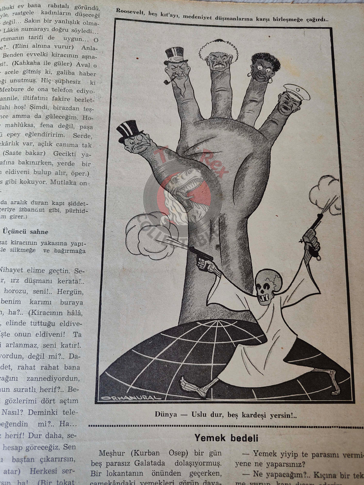 Akbaba 1937 Humor Magazine Turkish Turkey Pirate in the Mediterranean War WW2 era Westinghouse Bayer