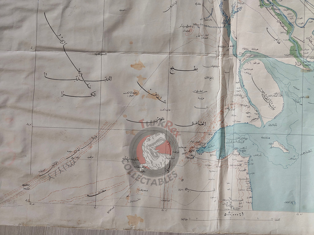 Basra Vilayet Ottoman Map 1915 General Staff of the Ottoman Army Kuwait Iraq Middle East WW1 Saudi Arabia